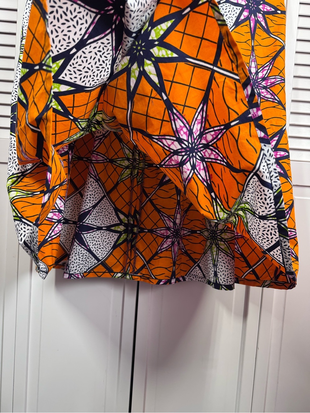 Chen Burkett New York Long Maxi Skirt African Print Orange Geometric Medium - Picture 4 of 11